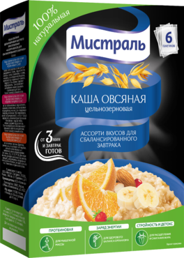 Каша «Мистраль» для сбалансированного завтрака, 6шт, 240 г Каша «Мистраль» для сбалансированного завтрака, 6шт, 240 г