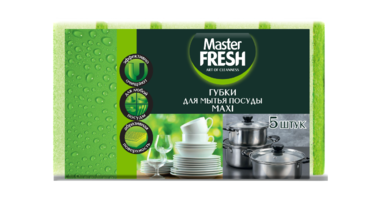Губки для мытья посуды «Master Fresh» Maxi, 5шт Губки для мытья посуды «Master Fresh» Maxi, 5шт
