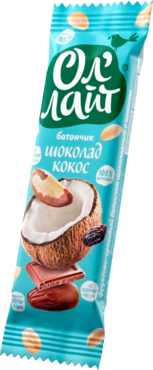 Фруктово-ореховый батончик «Ол`лайт» шоколадный с кокосом, 30 г Фруктово-ореховый батончик «Ол`лайт» шоколадный с кокосом, 30 г