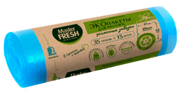 Пакеты для мусора «Master Fresh» ECO line с усиленными завязками, 35 литров, 15шт Пакеты для мусора «Master Fresh» ECO line с усиленными завязками, 35 литров, 15шт