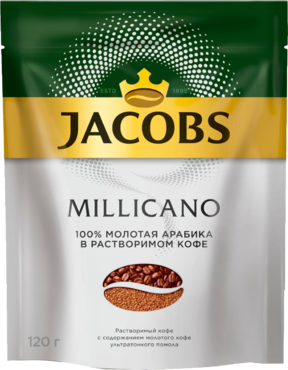 Кофе «Jacobs Monarсh» Millicano, молотый в растворимом, 120 г Кофе «Jacobs Monarсh» Millicano, молотый в растворимом, 120 г