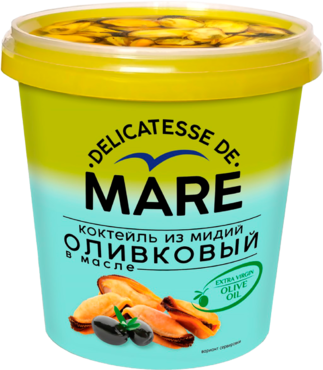 Коктейль из мидий «MARE» оливковый, в масле, 380 г Коктейль из мидий «MARE» оливковый, в масле, 380 г