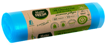 Пакеты для мусора «Master Fresh» ECO line с усиленными завязками, 60 литров, 10 шт Пакеты для мусора «Master Fresh» ECO line с усиленными завязками, 60 литров, 10 шт