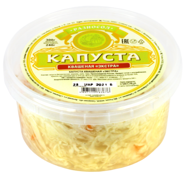 Капуста «Разносол» квашеная, «Экстра», 300 г Капуста «Разносол» квашеная, «Экстра», 300 г