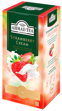 Чай черный «Ahmad Tea» Клубника со сливками, 25 пакетиков Чай черный «Ahmad Tea» Клубника со сливками, 25 пакетиков