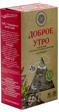 Чай черный «Фабрика здоровых продуктов» Доброе утро, бодрящий, 20 пирамидок Чай черный «Фабрика здоровых продуктов» Доброе утро, бодрящий, 20 пирамидок