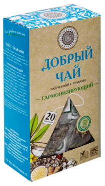 Чай черный «Фабрика здоровых продуктов» Добрый, гармонизирующий, 20 пирамидок Чай черный «Фабрика здоровых продуктов» Добрый, гармонизирующий, 20 пирамидок