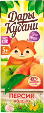 Сок «Дары Кубани» яблочно-персиковый, 200 мл Сок «Дары Кубани» яблочно-персиковый, 200 мл