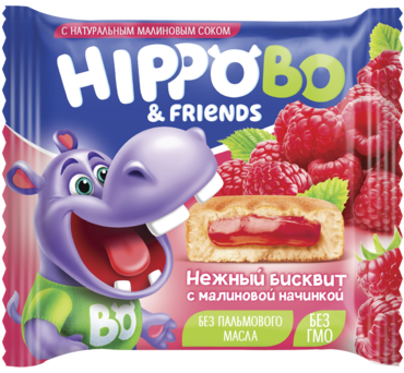 Бисквитное пирожное «HIPPOBO» с малиновой начинкой, 32 г Бисквитное пирожное «HIPPOBO» с малиновой начинкой, 32 г