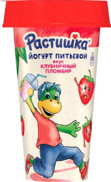 Йогурт питьевой 2.8% «Растишка» Клубничный пломбир, 190 г Йогурт питьевой 2.8% «Растишка» Клубничный пломбир, 190 г