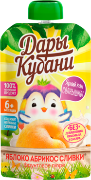 Пюре фруктовое «Дары Кубани» яблочно-абрикосовое со сливками, 90 г Пюре фруктовое «Дары Кубани» яблочно-абрикосовое со сливками, 90 г