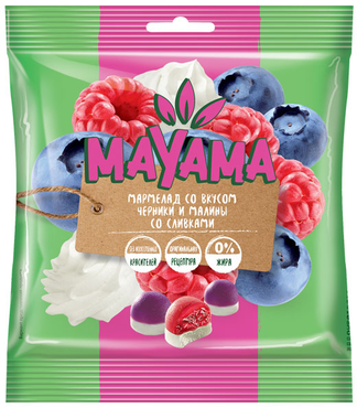 «Маяма», мармелад жевательный с желейной начинкой со вкусом черники и малины со сливками, 70 г «Маяма», мармелад жевательный с желейной начинкой со вкусом черники и малины со сливками, 70 г