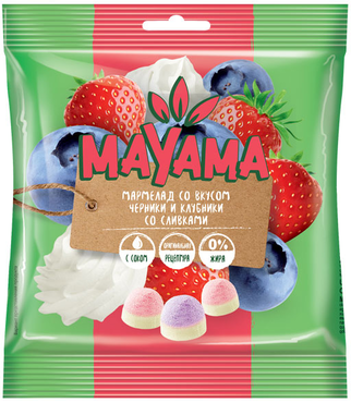 «Маяма», мармелад жевательный со вкусами клубники и черники со сливками, 70 г «Маяма», мармелад жевательный со вкусами клубники и черники со сливками, 70 г