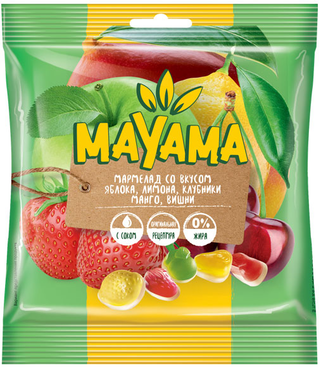 «Маяма», мармелад жевательный со вкусами клубники, яблока, вишни, манго, лимона, 70 г «Маяма», мармелад жевательный со вкусами клубники, яблока, вишни, манго, лимона, 70 г