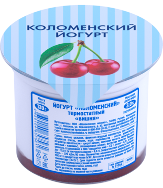Йогурт 3% «Коломенский» термостатный, вишня, 130 г Йогурт 3% «Коломенский» термостатный, вишня, 130 г