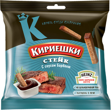 «Кириешки», сухарики со вкусом стейка и соусом барбекю, 85 г «Кириешки», сухарики со вкусом стейка и соусом барбекю, 85 г
