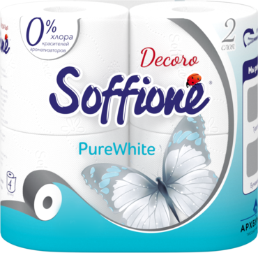 Туалетная бумага двухслойная «Soffione» Rure White, 4 рулона Туалетная бумага двухслойная «Soffione» Rure White, 4 рулона
