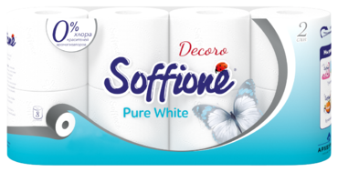 Туалетная бумага двухслойная «Soffione» Pure White, 8 рулонов Туалетная бумага двухслойная «Soffione» Pure White, 8 рулонов