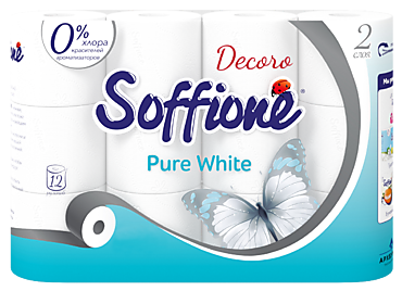 Туалетная бумага двухслойная «Soffione» Pure White, 12 рулонов
