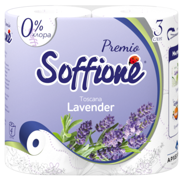 Туалетная бумага трехслойная «Soffione» Premio lavender, 4 рулона Туалетная бумага трехслойная «Soffione» Premio lavender, 4 рулона