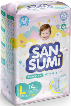 Трусики-подгузники, размер L (9-14 kg) «Sansumi», 548 г Трусики-подгузники, размер L (9-14 kg) «Sansumi», 548 г