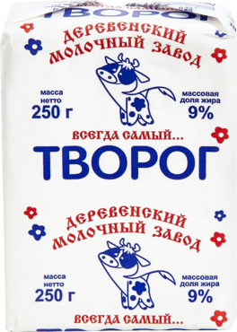 Творог 9% «Деревенский молочный завод», 250 г Творог 9% «Деревенский молочный завод», 250 г