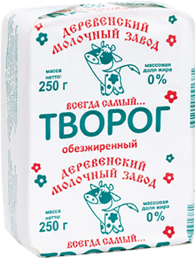 Творог «Деревенский молочный завод» обезжиренный, 250 г Творог «Деревенский молочный завод» обезжиренный, 250 г