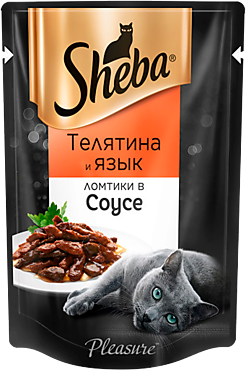 Влажный корм для кошек «Sheba» ломтики в соусе с телятиной и языком, 85 г