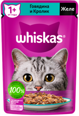 Влажный корм для кошек «Whiskas» желе с говядиной и кроликом, 75 г Влажный корм для кошек «Whiskas» желе с говядиной и кроликом, 75 г