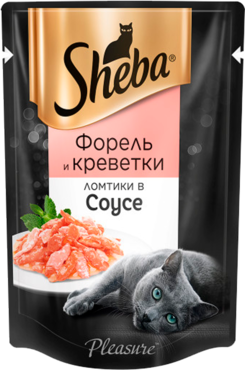 Влажный корм для кошек «Sheba» ломтики из форели и креветок в соусе, 85 г Влажный корм для кошек «Sheba» ломтики из форели и креветок в соусе, 85 г