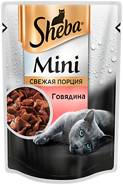 Влажный корм для кошек «Sheba» Mini Свежая порция, с говядиной, 50 г