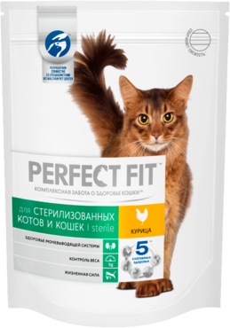 Сухой корм «Perfect Fit» с курицей для стерилизованных котов и кошек, 190 г Сухой корм «Perfect Fit» с курицей для стерилизованных котов и кошек, 190 г