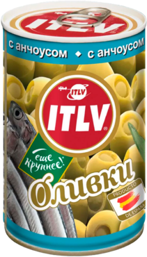 Оливки «ITLV» с анчоусом, 314 мл Оливки «ITLV» с анчоусом, 314 мл