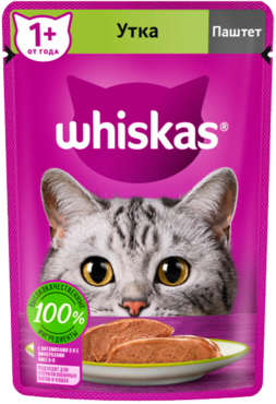 Влажный корм для кошек «Whiskas» паштет с уткой, 75 г Влажный корм для кошек «Whiskas» паштет с уткой, 75 г
