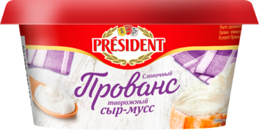 Сыр-мусс творожный 62% «PRESIDENT» Прованс сливочный, 120 г Сыр-мусс творожный 62% «PRESIDENT» Прованс сливочный, 120 г