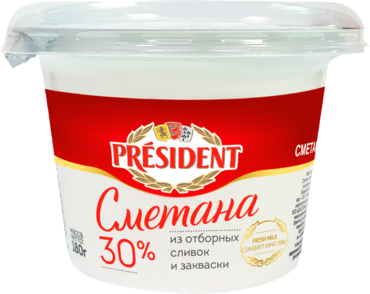 Сметана 30% «PRESIDENT», 180 г Сметана 30% «PRESIDENT», 180 г