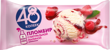 Пломбир «48 копеек» с малиной, брикет, 400 мл Пломбир «48 копеек» с малиной, брикет, 400 мл