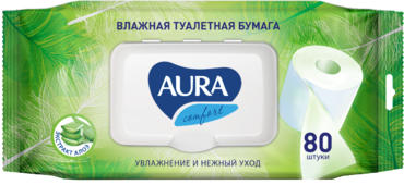 Туалетная бумага влажная «Aura» ULTRA COMFORT, 80шт Туалетная бумага влажная «Aura» ULTRA COMFORT, 80шт