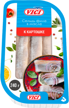 Сельдь «Vici» филе-кусочки в масле, 150 г Сельдь «Vici» филе-кусочки в масле, 150 г