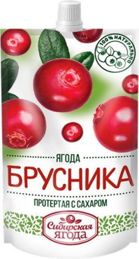 Брусника «Сибирская Ягода» протертая с сахаром, 280 г Брусника «Сибирская Ягода» протертая с сахаром, 280 г