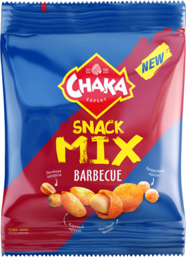 Смесь «Chaka» из обжаренного арахиса, зерна кукурузы и чаксов со вкусом барбекю, 30 г Смесь «Chaka» из обжаренного арахиса, зерна кукурузы и чаксов со вкусом барбекю, 30 г