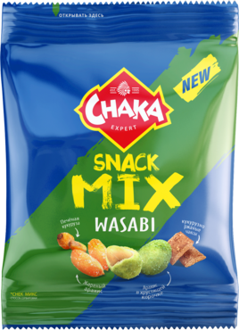 Смесь «Chaka» из обжаренного арахиса, зерна кукурузы и чаксов со вкусом васаби, 30 г Смесь «Chaka» из обжаренного арахиса, зерна кукурузы и чаксов со вкусом васаби, 30 г