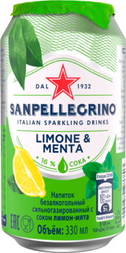 Напиток газированный «Sanpellegrino» Лимон и мята, 330 мл Напиток газированный «Sanpellegrino» Лимон и мята, 330 мл