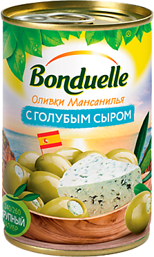 Оливки «Bonduelle» Мансанилья, фаршированные голубым сыром, 314 мл