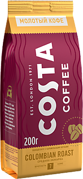Кофе «Costa coffee» Сolombian roast молотый, 200 г