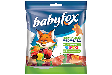 «BabyFox», мармелад жевательный с соком ягод и фруктов, 70 г