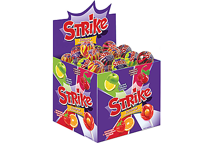 «Strike», карамель на палочке с жевательной конфетой, 11 г