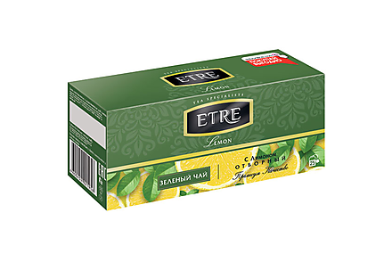 «ETRE», lemon чай зелёный с лимоном, 25 пакетиков, 50 г