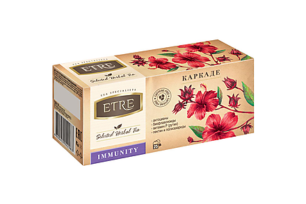 «ETRE», чайный напиток Immunity каркаде, 25 пакетиков, 37,5 г