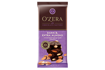 Шоколад «O'Зera» Dark & Extra Almond, 90 г